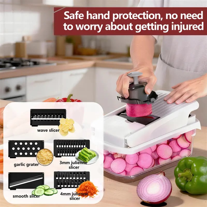 🥕🥕15-in-1 Vegetable Chopper | Multifunctional Food Cutter with Container