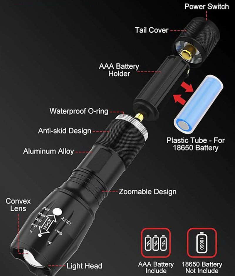 LumiRay Zoomable LED Flashlight – Mini Portable Torch