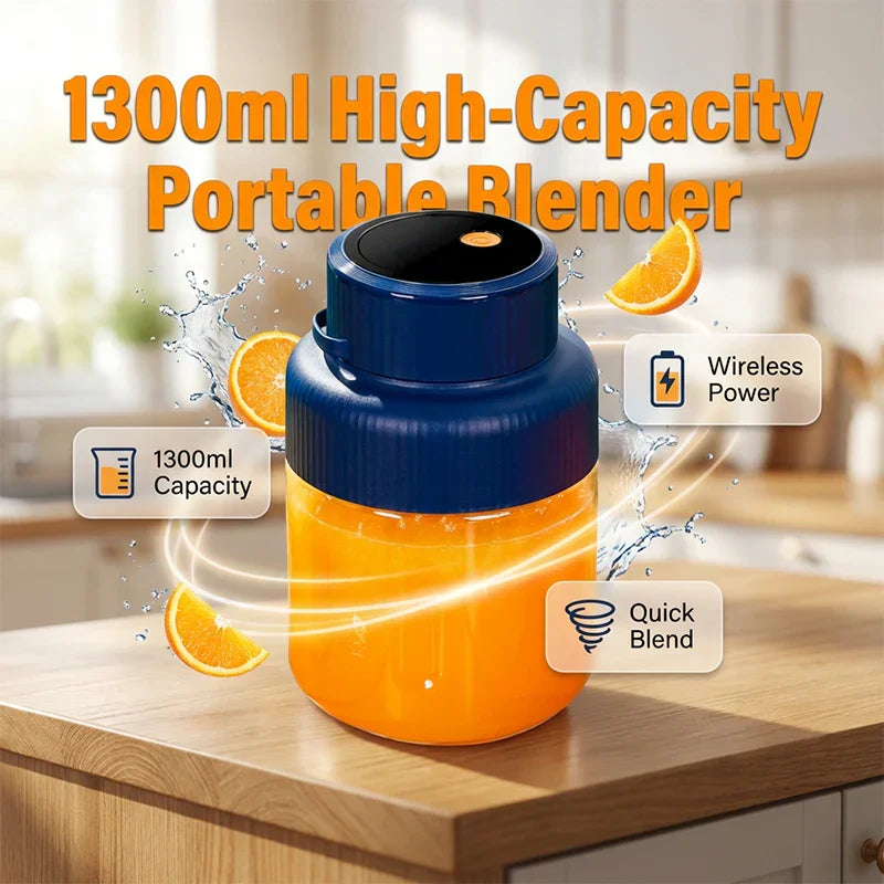 ⏳【Limited Offer】50% OFF ! 1300ml High-Capacity Portable Blender 🍹