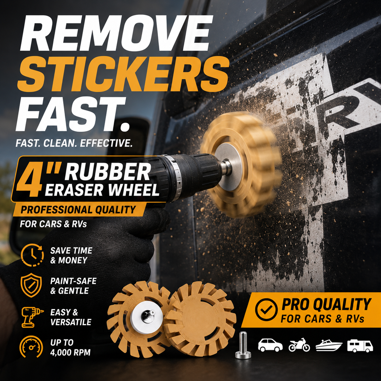 Rubber sanding disc for rubber scrapers