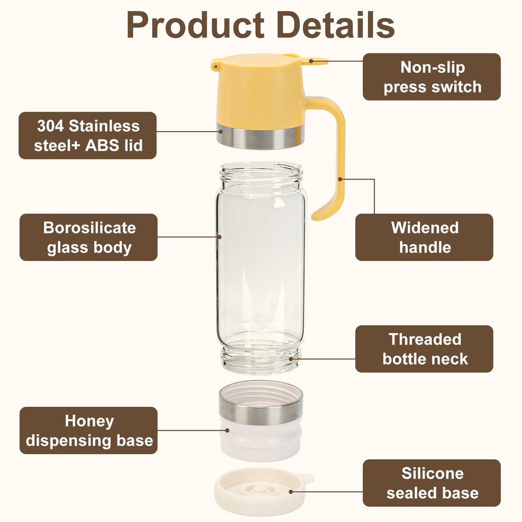 💥LAST DAY SALE 50% OFF🍯✨9oz No-Drip Glass Honey & Syrup Dispenser