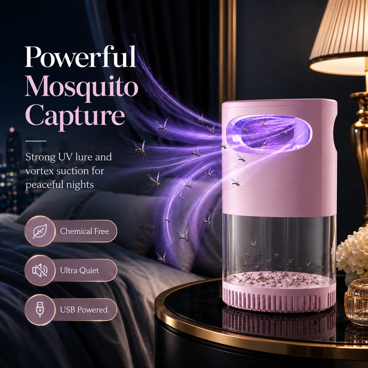 🔥2026 Hot Sale🔥Quiet UV Mosquito Trap – Chemical-Free & Safe for Kids & Pets🦟
