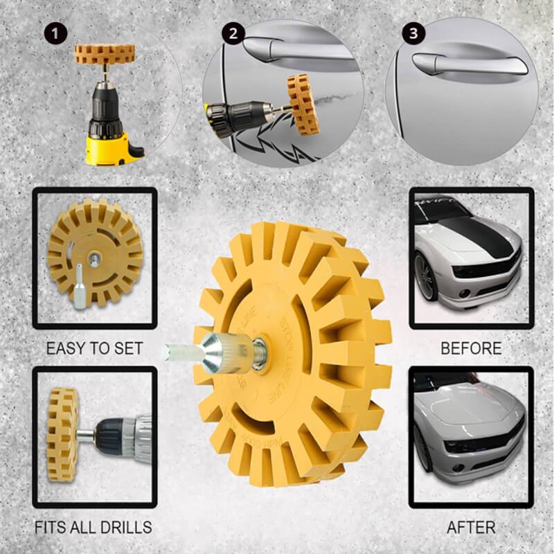 Rubber sanding disc for rubber scrapers