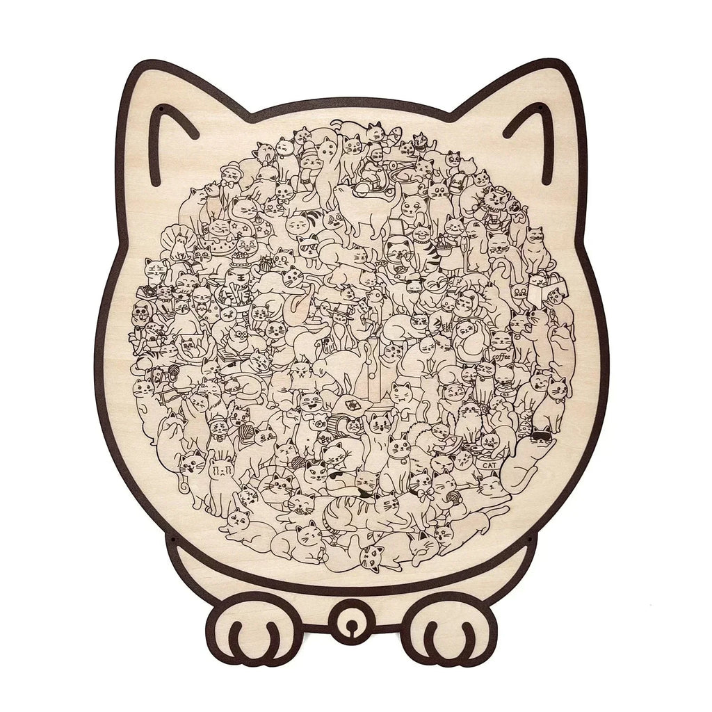 🎁Christmas Sale 50% OFF🎅135-Piece Morandi-Colored Cat Shaped Wooden Jigsaw Puzzle