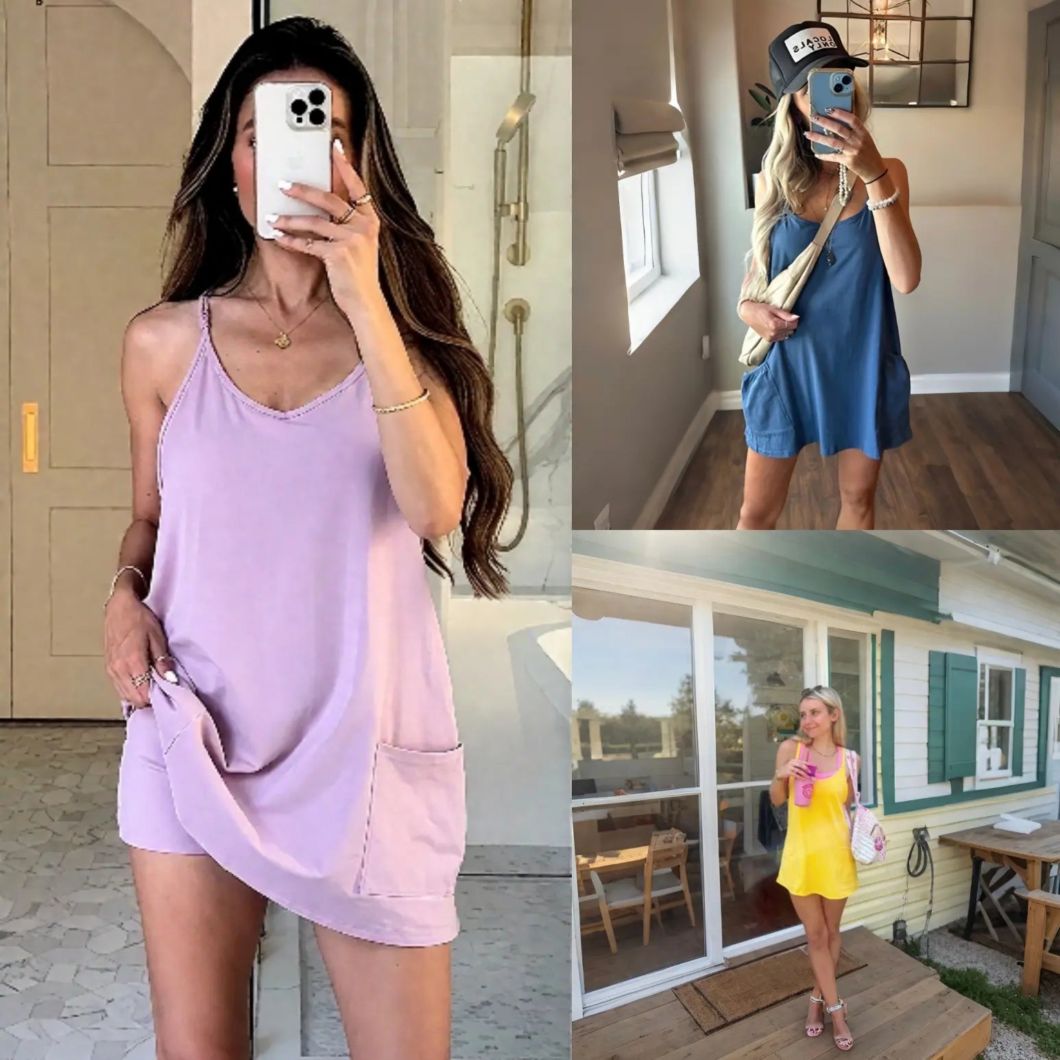 ✨Summer Bestseller Women V Neck Spaghetti Strap Mini Dress With Built-in Shorts