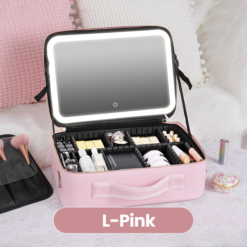📢📢50% OFF !! ⏰Flawless Makeup Anywhere – Portable LED Mirror Makeup Bag!✨