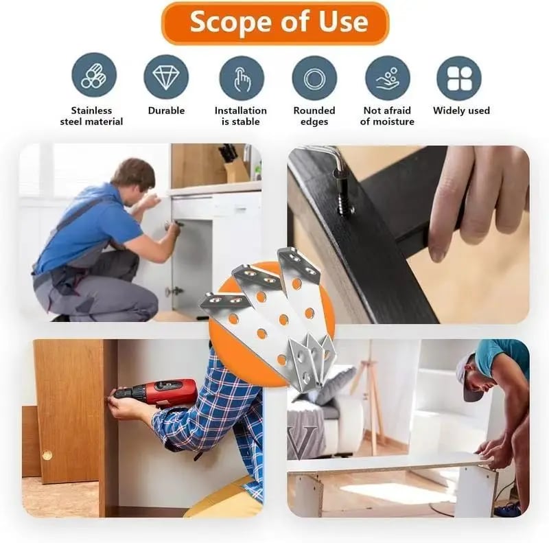 🔥Buy 3 Get 1 Free🎁Stainless Steel Angle Bracket, 90° Right Angle Support