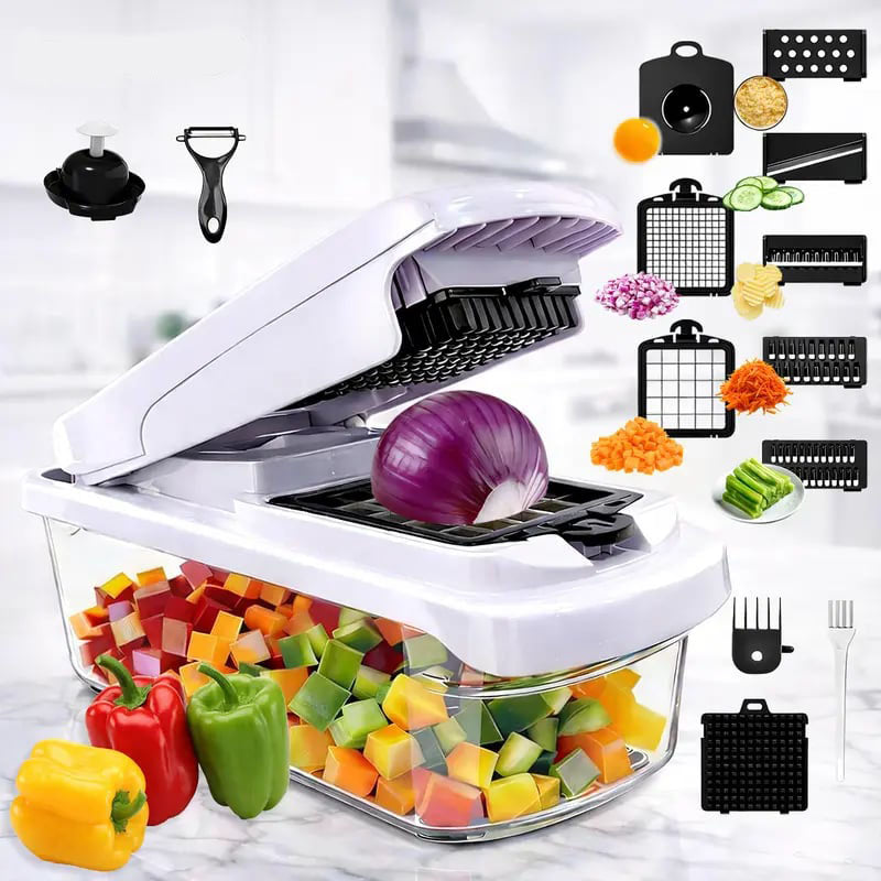 🥕🥕15-in-1 Vegetable Chopper | Multifunctional Food Cutter with Container