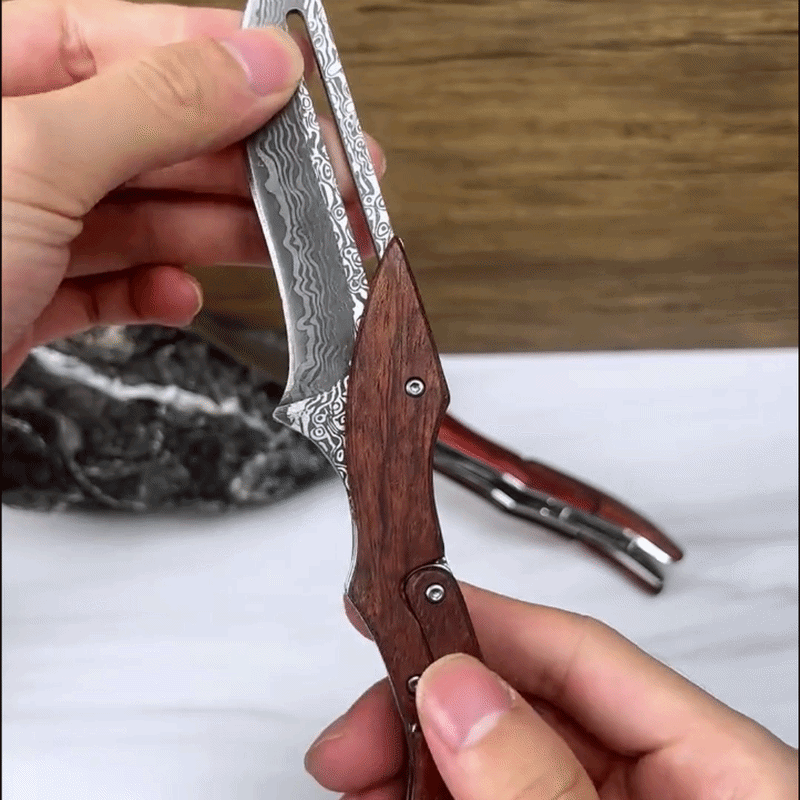 ObsidianMech X-1 Damascus-Pattern Mechanical Fidget Tool