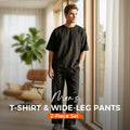 Men's Casual Loose T-shirt & Wide Pants 2-Piece Set – Streetwear Matching Outfit – Daily Lounge & Comfortable Fit 🌟