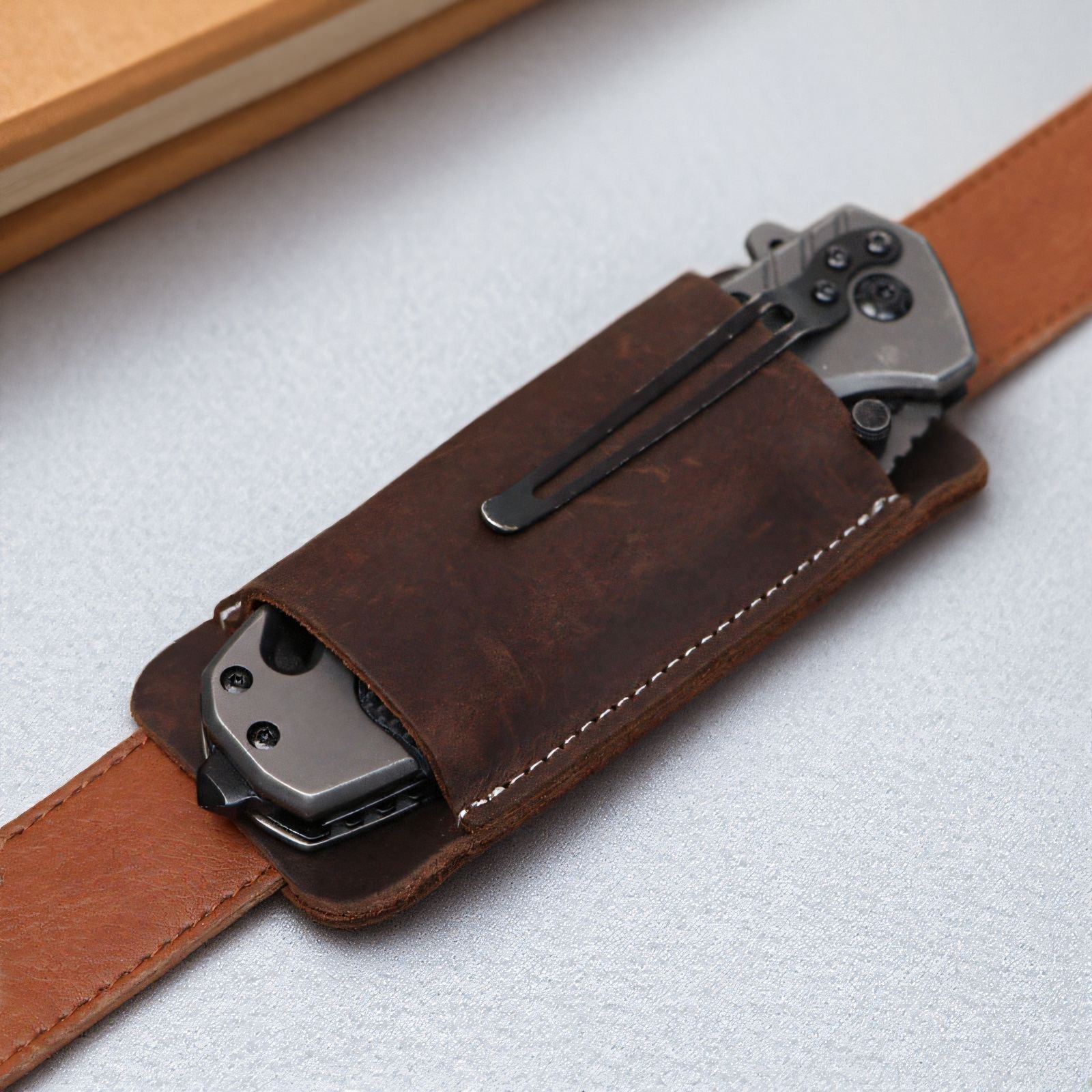 Strider · Heavy-Duty Leather EDC Pocket Knife Sheath