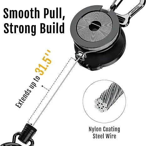 TitanClip™ Tactical Badge Holder – Retractable Reel & Heavy-Duty Carabiner Clip