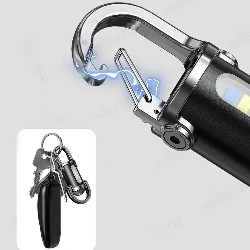 CyberLite™ Mini EDC Carabiner Work Light — Portable Ultra-Bright USB Rechargeable Pocket Flashlight with Red/Blue Warning Mode