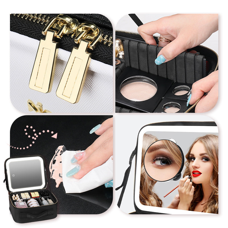 📢📢50% OFF !! ⏰Flawless Makeup Anywhere – Portable LED Mirror Makeup Bag!✨