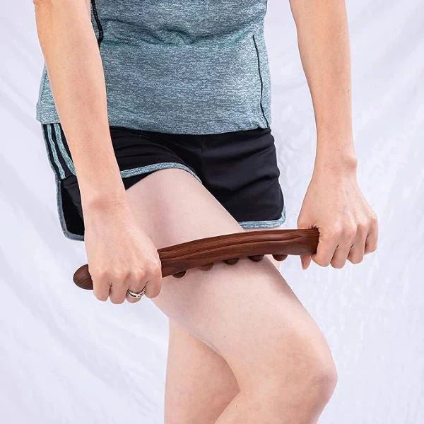 💆‍♀️✨ Buy 3 get 1 free! 19-Bead Wooden Body Massage Roller – Natural Beech Wood, Ergonomic Grip & Full-Body Relaxation