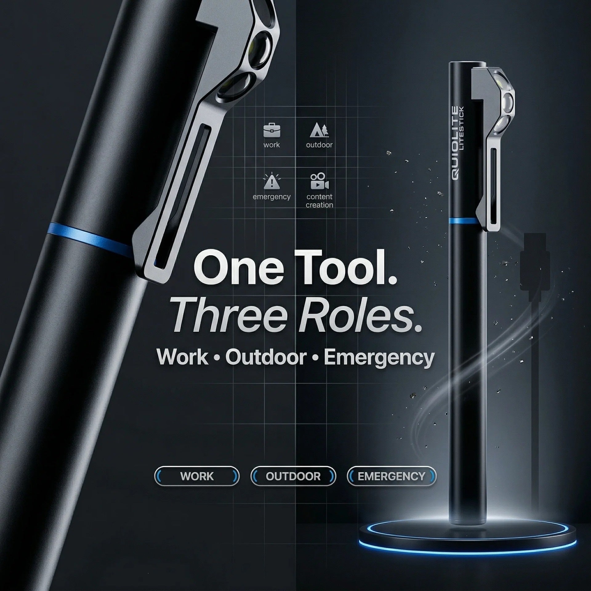 BeamMatrix™ 3-LED Multi-Angle Pen Light with Green Laser