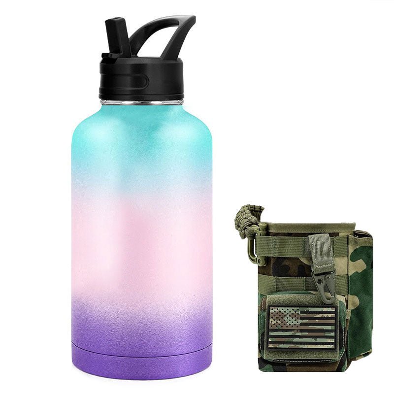 64oz Large-Capacity Stainless Steel Space Bottle: Leak-Proof, Convenient Handle
