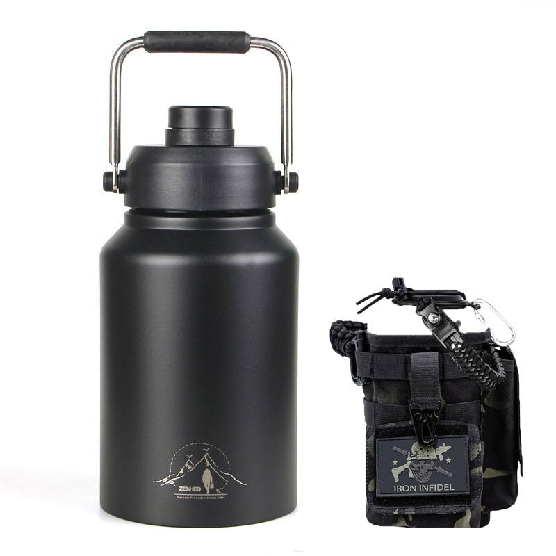 64oz Large-Capacity Stainless Steel Space Bottle: Leak-Proof, Convenient Handle