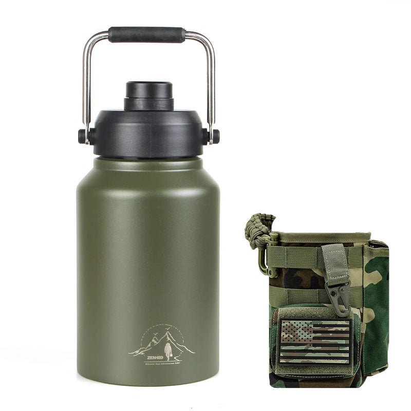 64oz Large-Capacity Stainless Steel Space Bottle: Leak-Proof, Convenient Handle