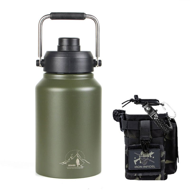 64oz Large-Capacity Stainless Steel Space Bottle: Leak-Proof, Convenient Handle