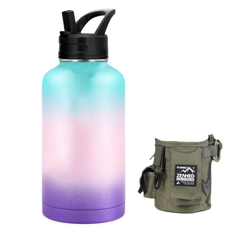 64oz Large-Capacity Stainless Steel Space Bottle: Leak-Proof, Convenient Handle