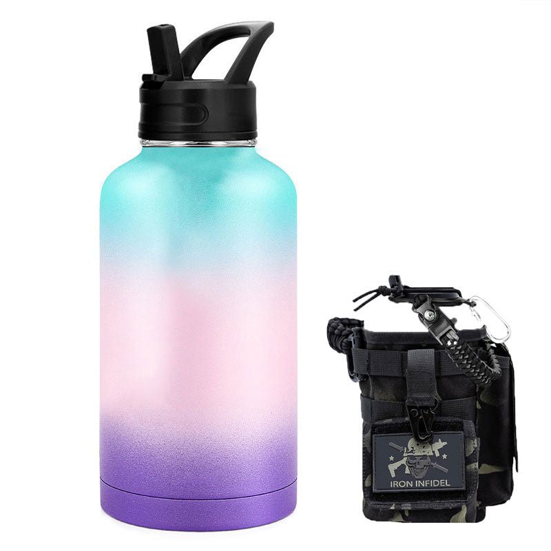 64oz Large-Capacity Stainless Steel Space Bottle: Leak-Proof, Convenient Handle