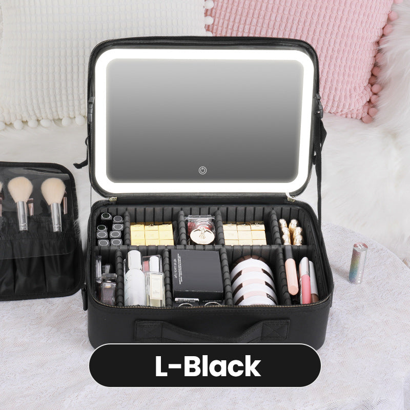 📢📢50% OFF !! ⏰Flawless Makeup Anywhere – Portable LED Mirror Makeup Bag!✨