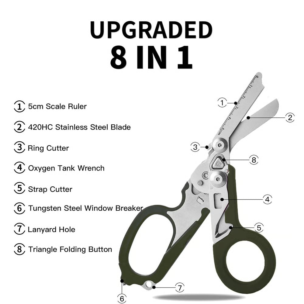 Tactical 8-in-1 Medical Trauma Shears with Window Breaker