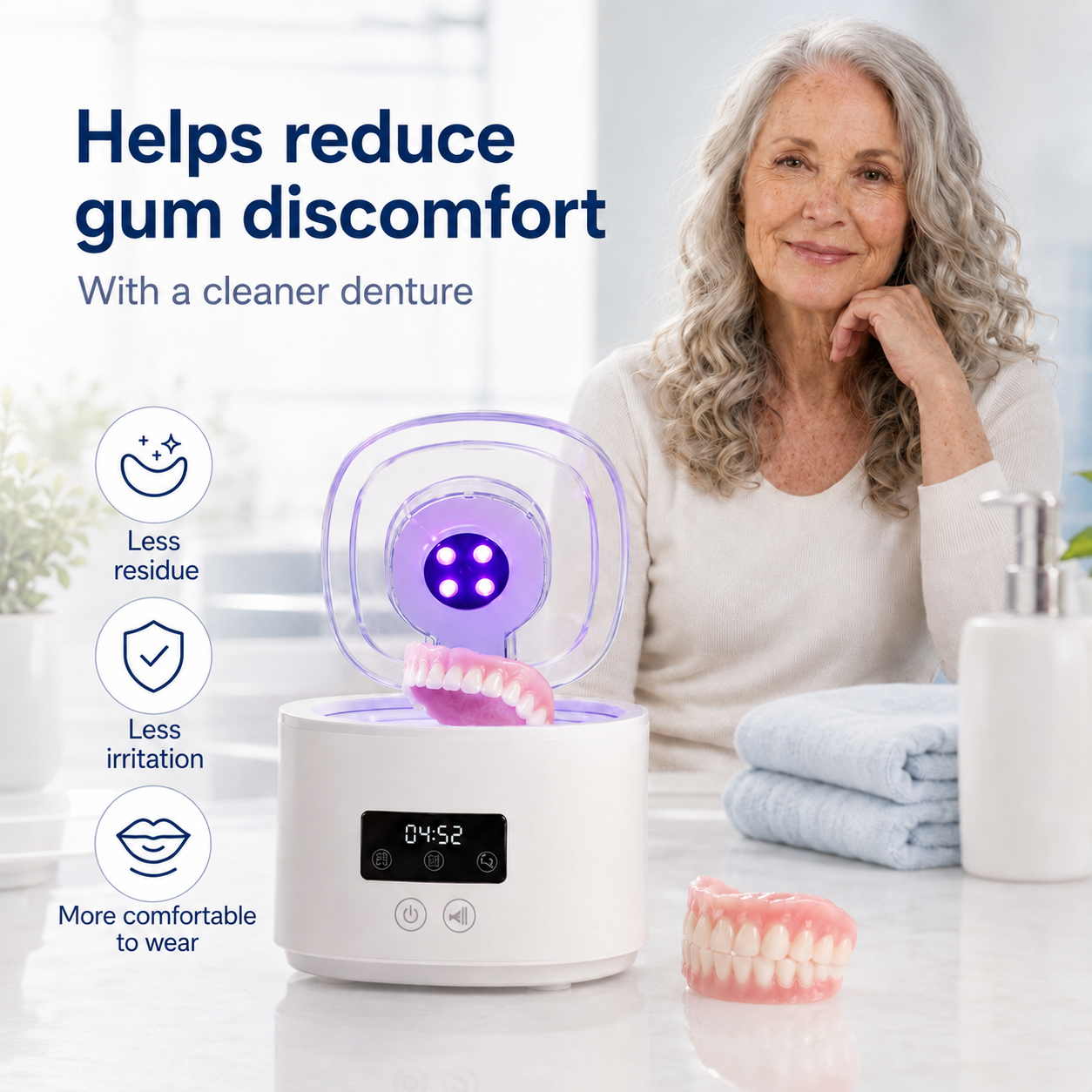 ❄️Limited-time 50% off! 🦷Ultrasonic UV-C denture cleaner—just 5 minutes to leave your dentures fresh and clean.