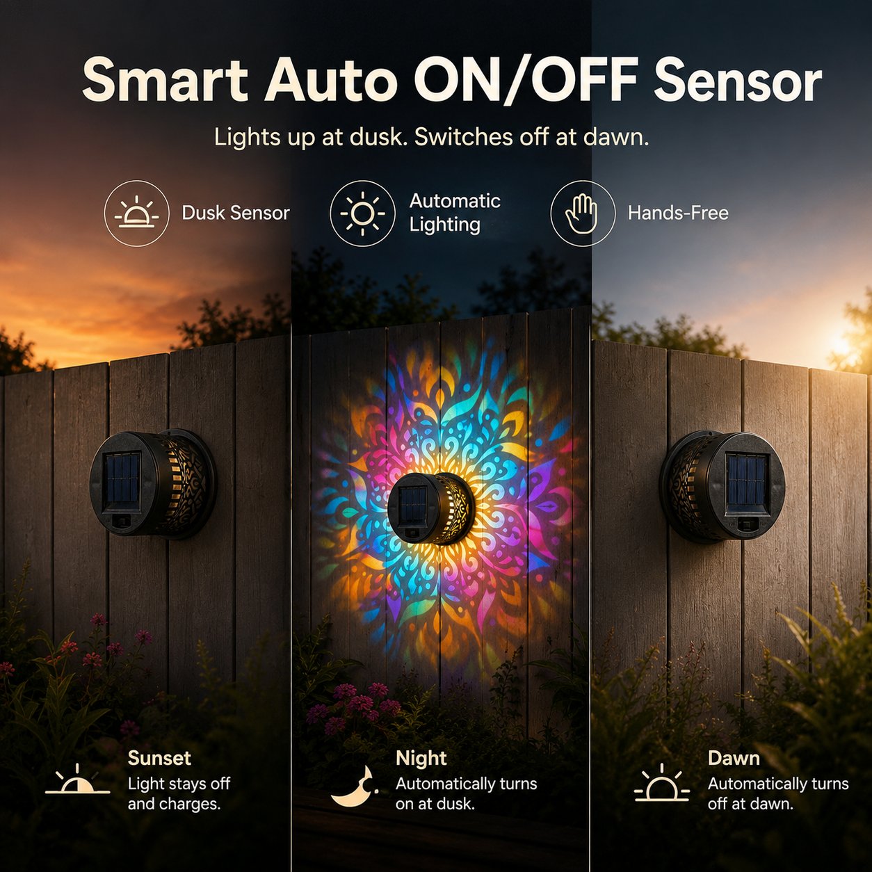 🌙⏳LIMITED-TIME 50% OFF! ⏰ Solar Mandala Wall Light – Dreamy Night Projection ✨