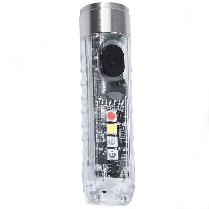 Mini Keychain Flashlight with Multi-Color Side Lights and Magnetic Base