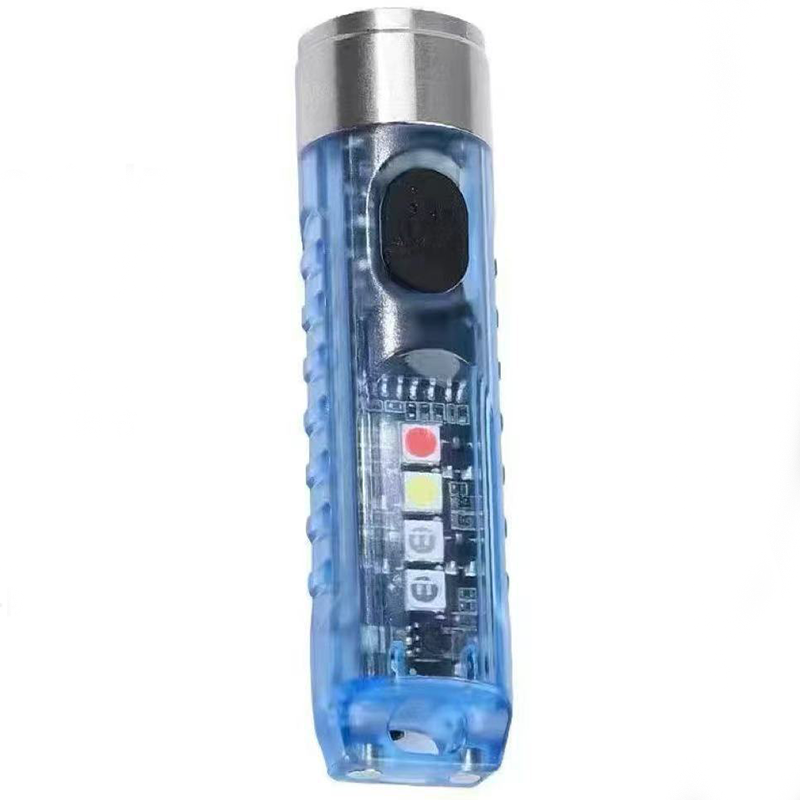 Mini Keychain Flashlight with Multi-Color Side Lights and Magnetic Base