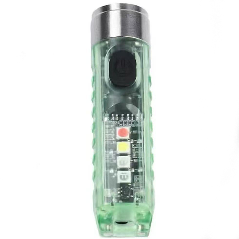 Mini Keychain Flashlight with Multi-Color Side Lights and Magnetic Base