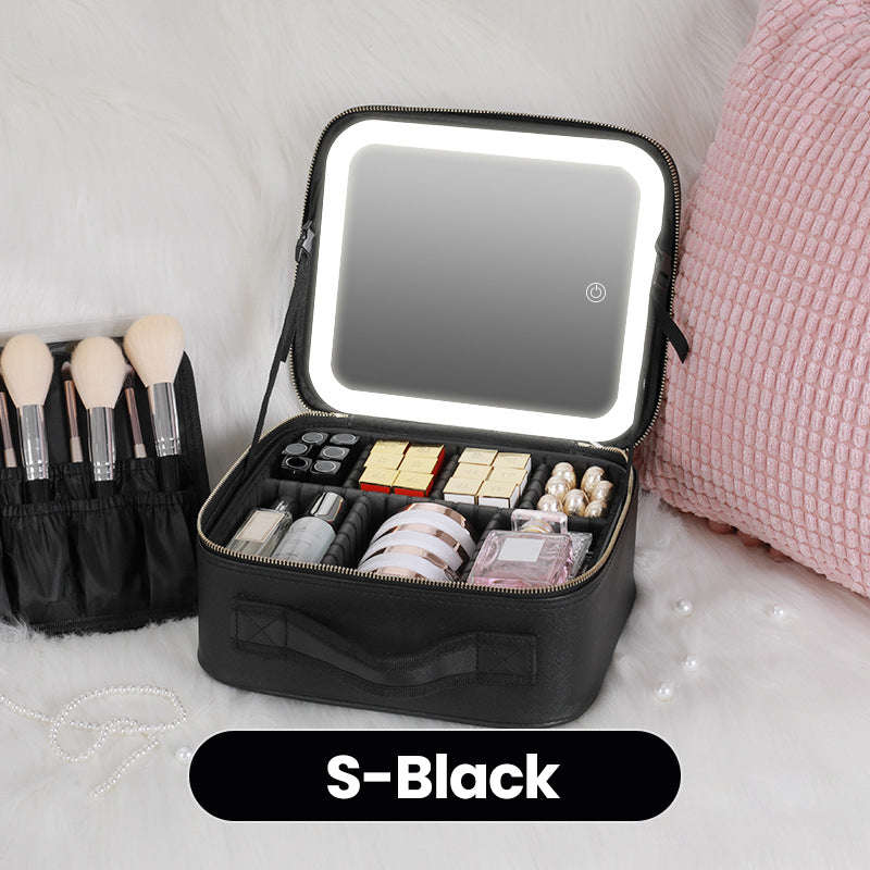 📢📢50% OFF !! ⏰Flawless Makeup Anywhere – Portable LED Mirror Makeup Bag!✨