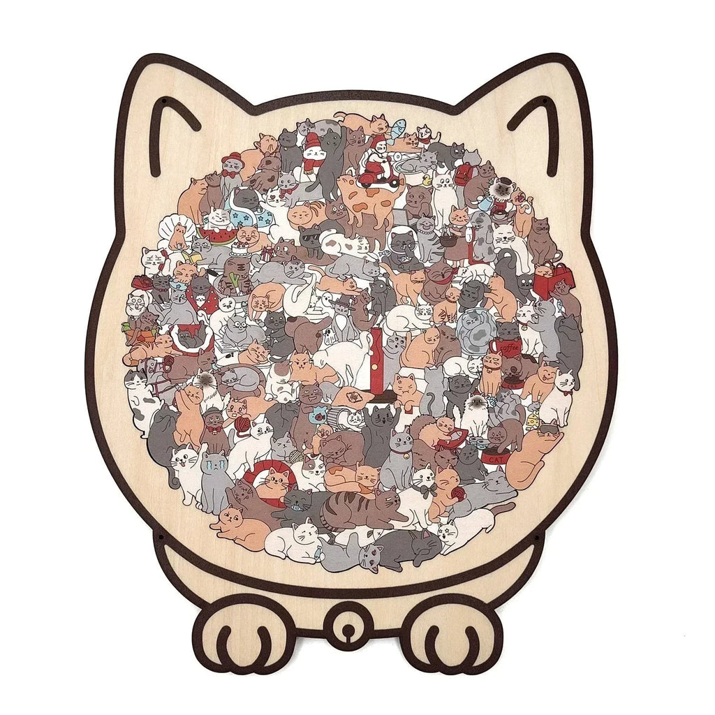 🎁Christmas Sale 50% OFF🎅135-Piece Morandi-Colored Cat Shaped Wooden Jigsaw Puzzle