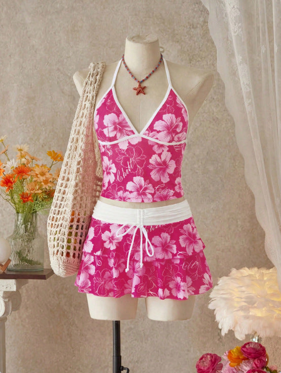 💞2026 HOT SALE💞Summer Beach Festival Print Halter Bikini Set