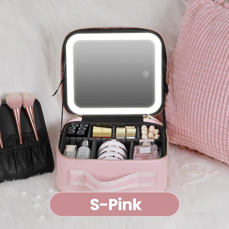 📢📢50% OFF !! ⏰Flawless Makeup Anywhere – Portable LED Mirror Makeup Bag!✨