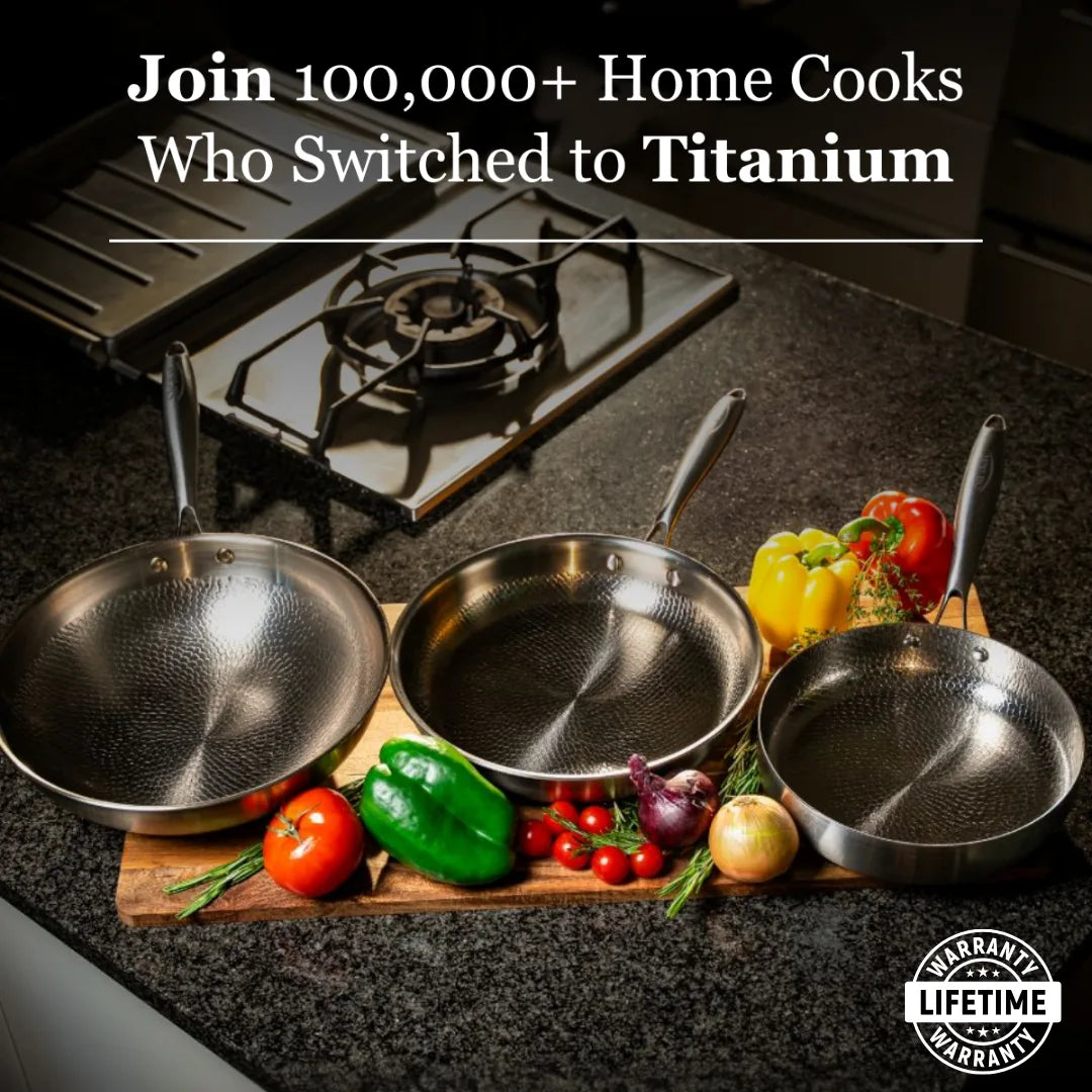 2026 Bestselling Titanium Alloy Frying Pan (200,000 units sold): Uncoated, fast heating, durable, wear-resistant, a must-have for every household.