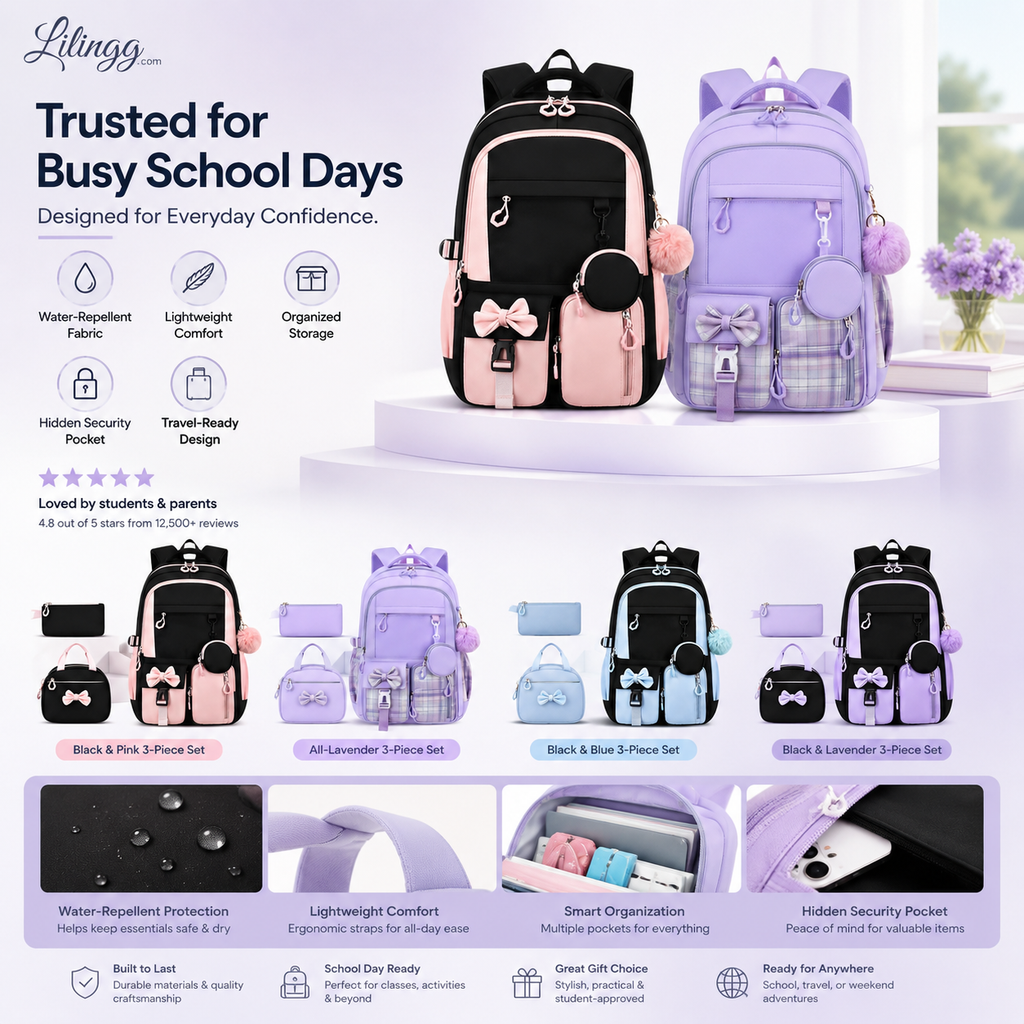 🎀🎒 50% OFF! ⚡Cute Bowknot Lightweight School Backpack – Water Repellent & Anti-Theft!