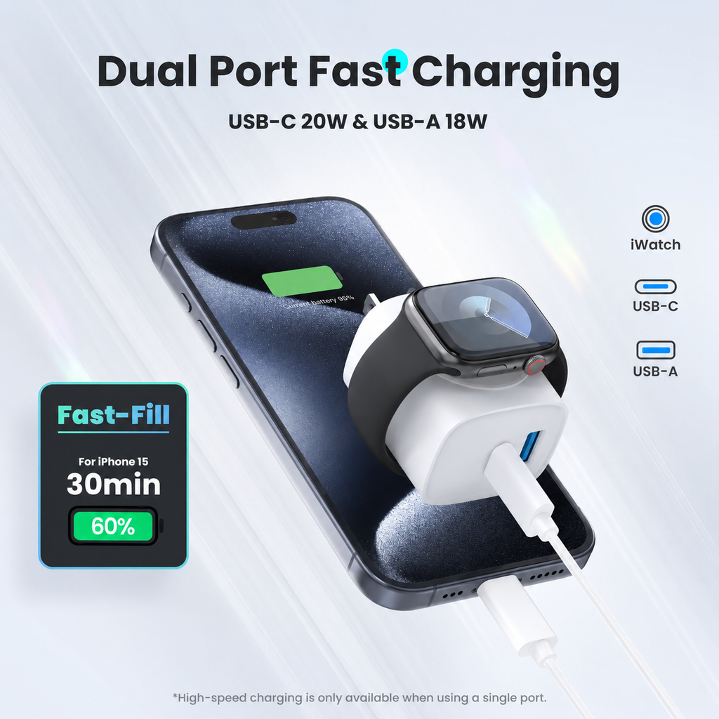 🔥Bonus Free Cable!🔥3-in-1 Magnetic Apple Watch & iPhone Charger