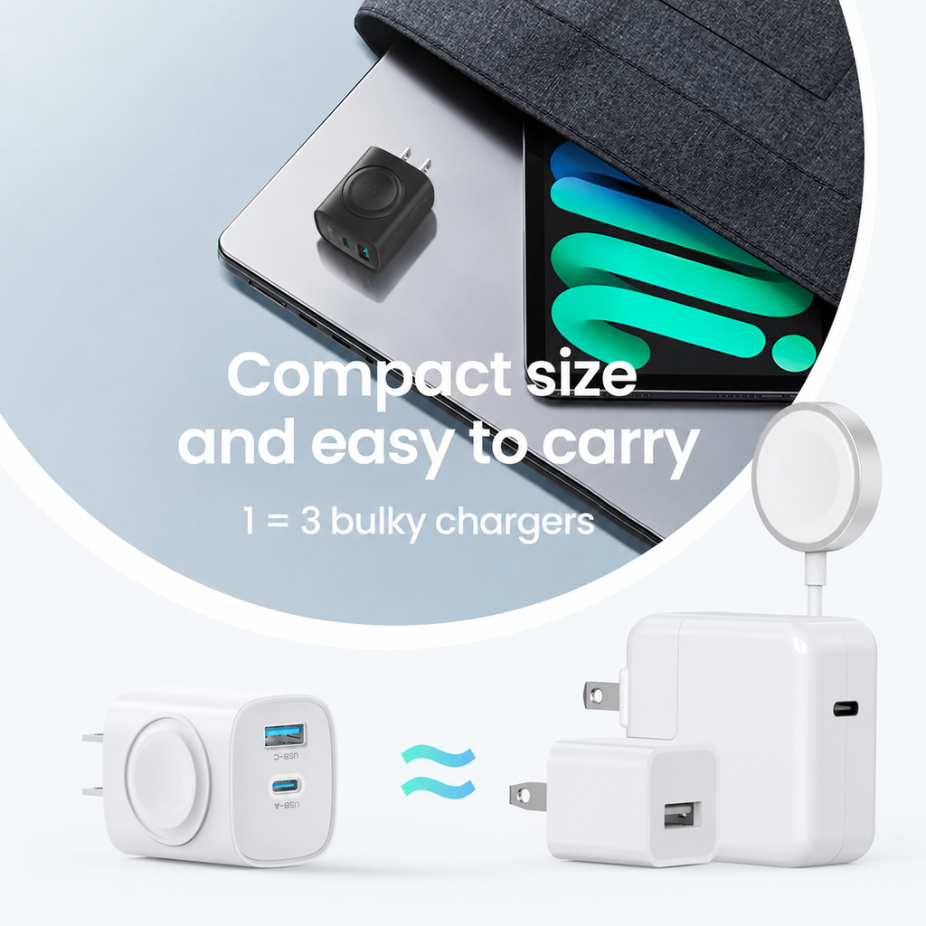 🔥Bonus Free Cable!🔥3-in-1 Magnetic Apple Watch & iPhone Charger