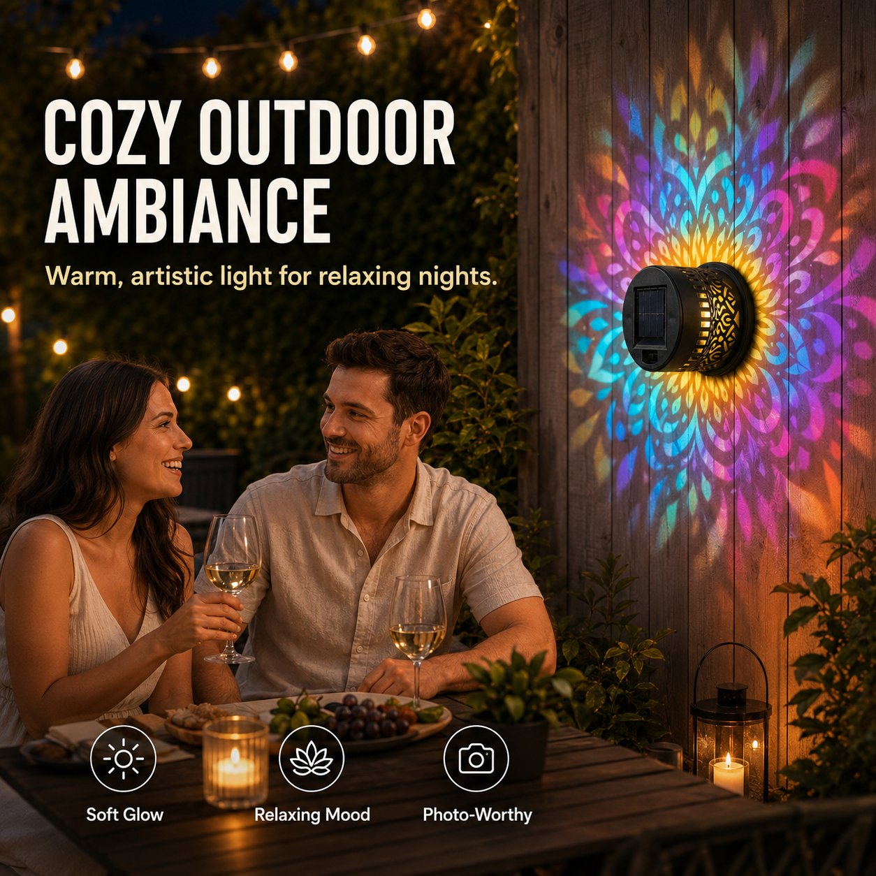🌙⏳LIMITED-TIME 50% OFF! ⏰ Solar Mandala Wall Light – Dreamy Night Projection ✨