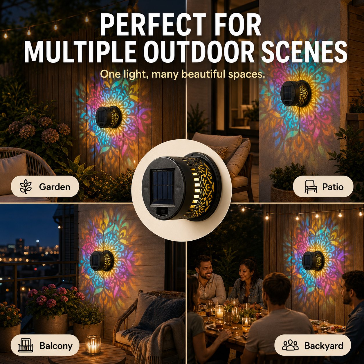 🌙⏳LIMITED-TIME 50% OFF! ⏰ Solar Mandala Wall Light – Dreamy Night Projection ✨
