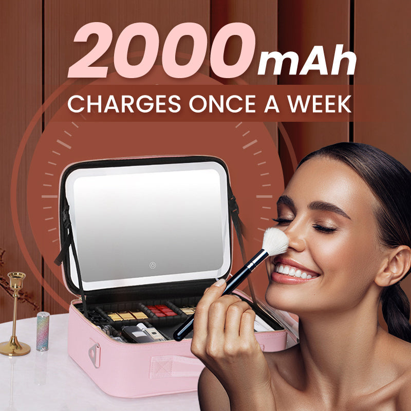 📢📢50% OFF !! ⏰Flawless Makeup Anywhere – Portable LED Mirror Makeup Bag!✨