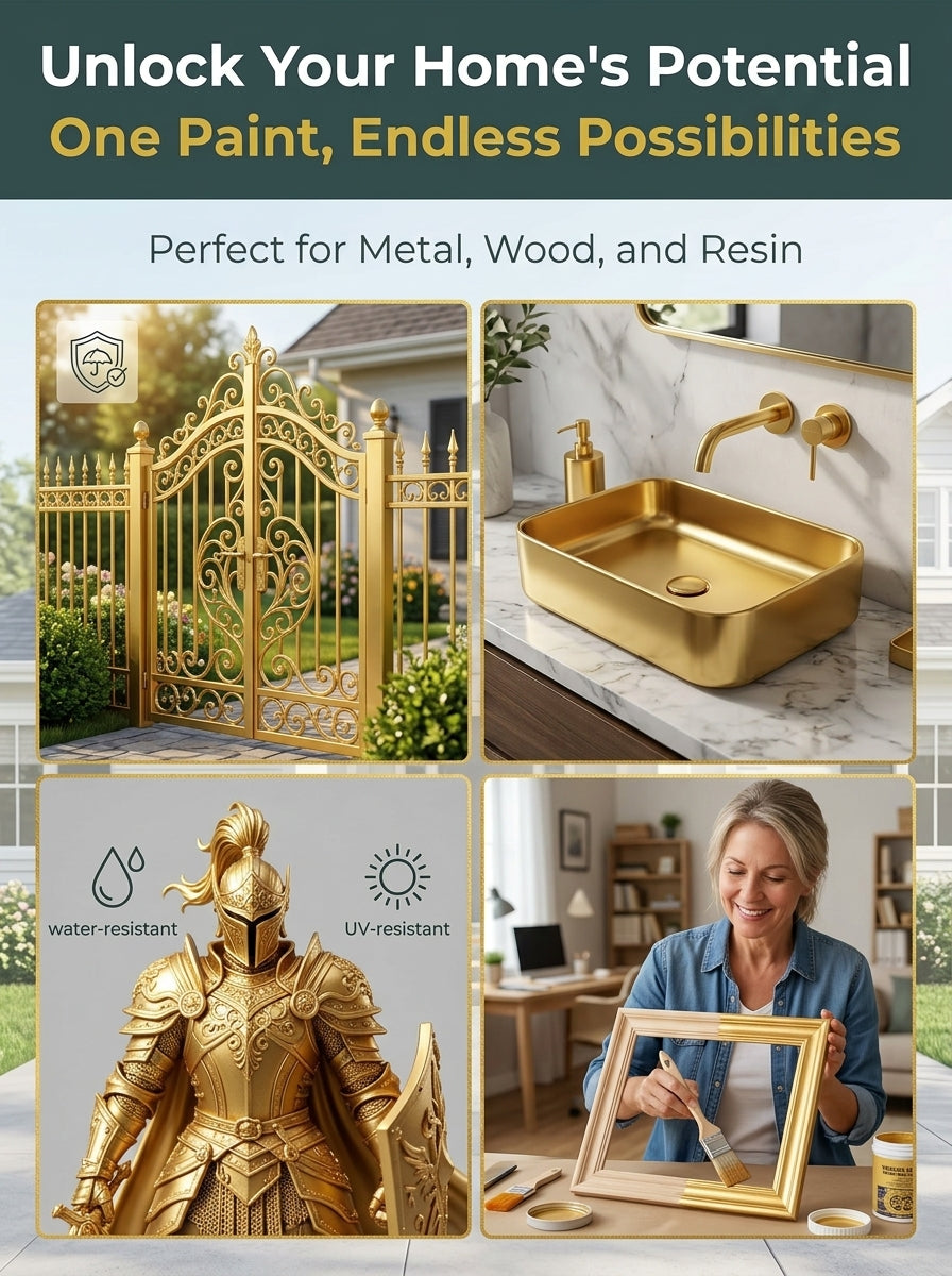 💥Buy one get one free🔥Water-Based Weather-Resistant Gold Paint