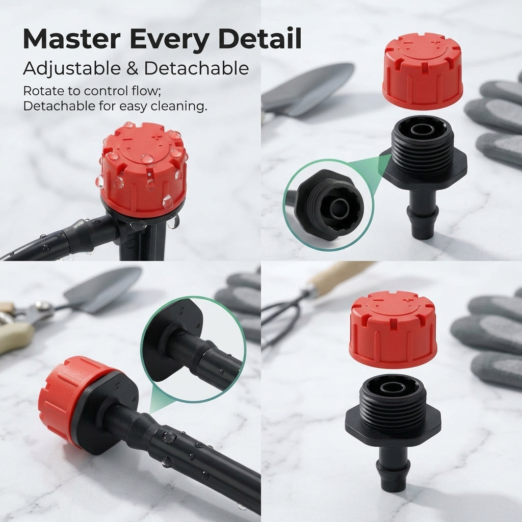 🔥Limited-time 50% off🎁 Pressure Compensating 8-Hole Adjustable Stake Micro Sprinkler