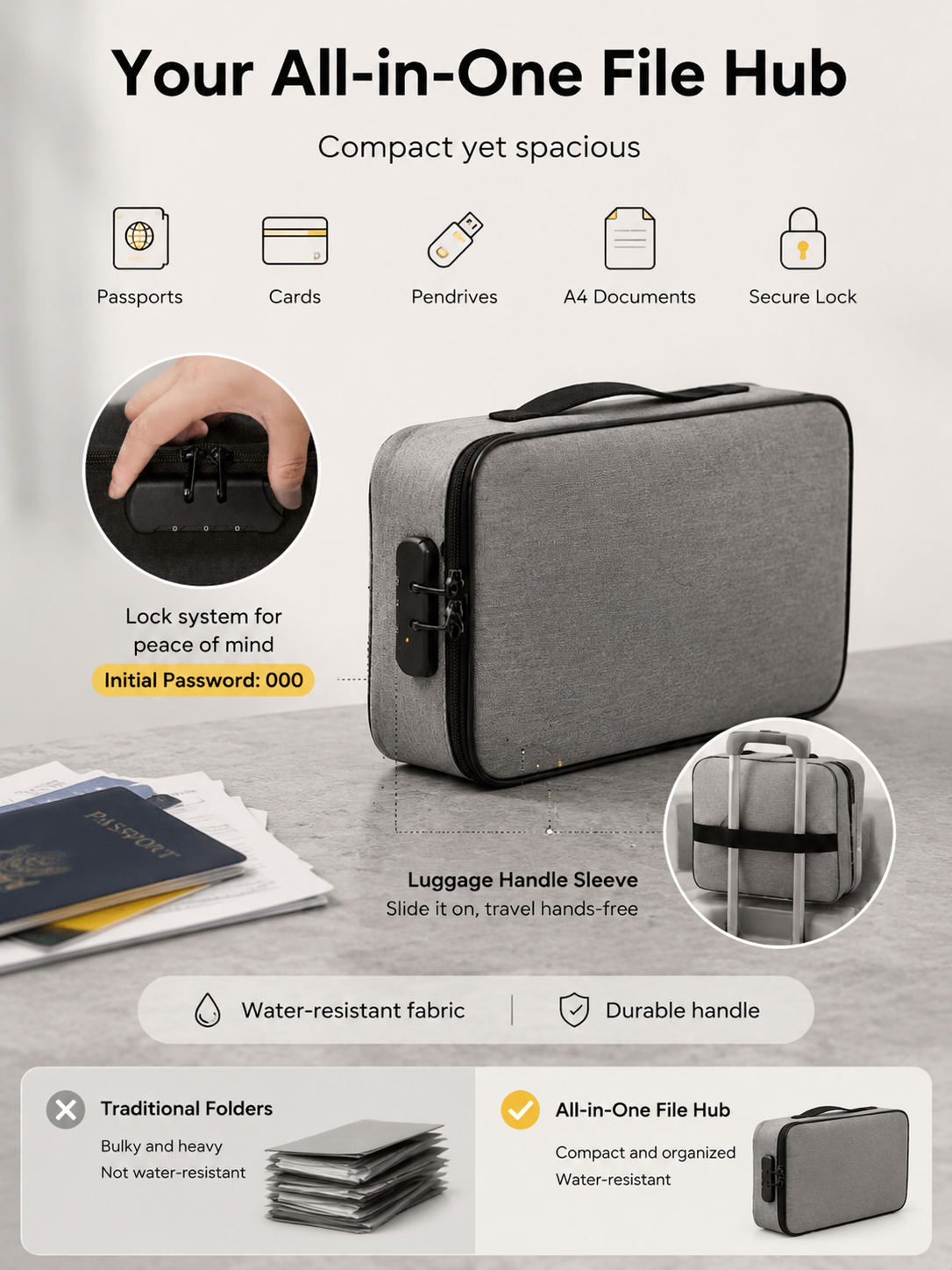 🔥Multi-Pocket Document Bag｜Keep All Important Certificates Safe & Neat