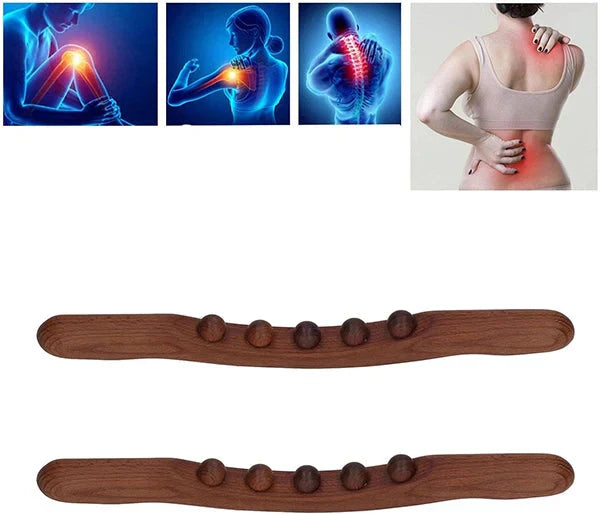 💆‍♀️✨ Buy 3 get 1 free! 19-Bead Wooden Body Massage Roller – Natural Beech Wood, Ergonomic Grip & Full-Body Relaxation