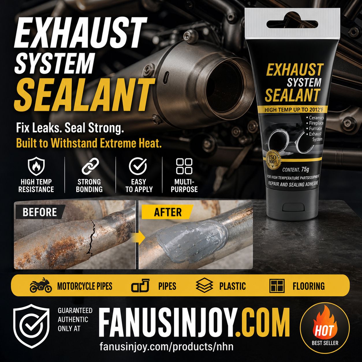 🎉✨Buy 3 Get 1 Free Limited Offer！🛠All-purpose repair！High Temperature Exhaust Repair Sealant
