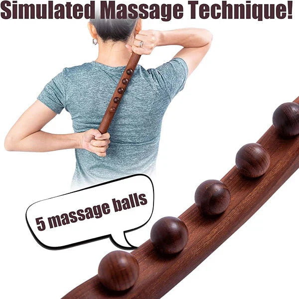 💆‍♀️✨ Buy 3 get 1 free! 19-Bead Wooden Body Massage Roller – Natural Beech Wood, Ergonomic Grip & Full-Body Relaxation